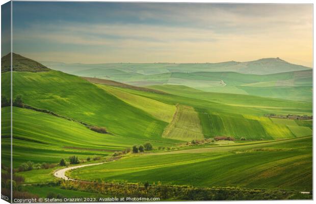 Puglia landscape, view of rolling hills near Poggiorsini, Italy Canvas Print by Stefano Orazzini