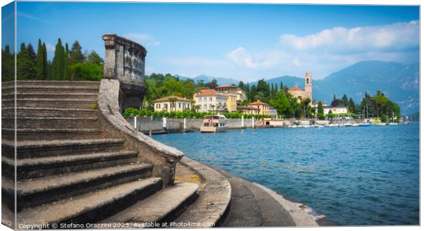 Tremezzo Tremezzina stairs and lakefront. Lake Como district Canvas Print by Stefano Orazzini