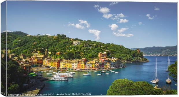 Portofino luxury travel destination, village and marina. Liguria Canvas Print by Stefano Orazzini