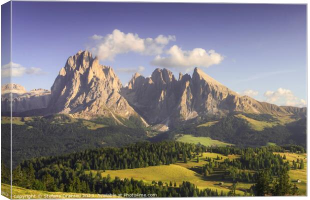 Sassolungo mountain view from Seiser Alm. Dolomites Canvas Print by Stefano Orazzini