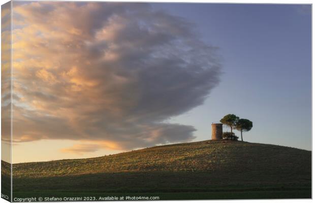 The old windmill and a cloud. Maremma, Tuscany Canvas Print by Stefano Orazzini