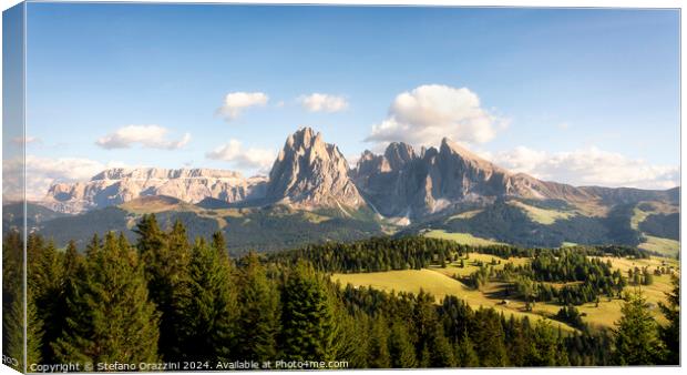 Seiser Alm and Sassolungo mountain, Dolomites Canvas Print by Stefano Orazzini