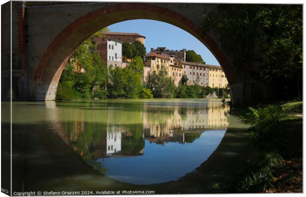 Ponte della Concordia roman bridge. Fossombrone, Italy Canvas Print by Stefano Orazzini