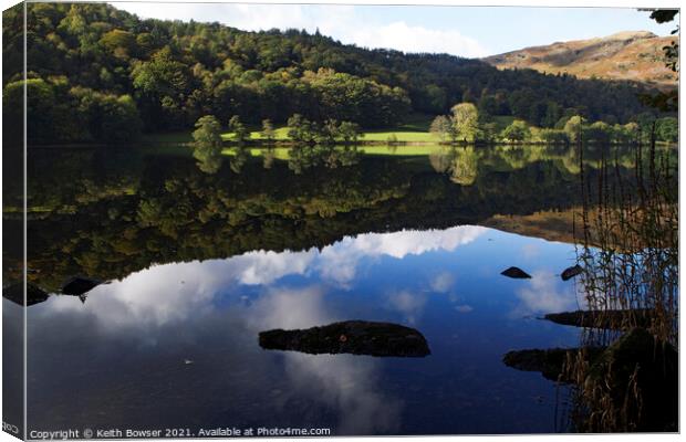 Grasmere early morning reflection Canvas Print by Keith Bowser