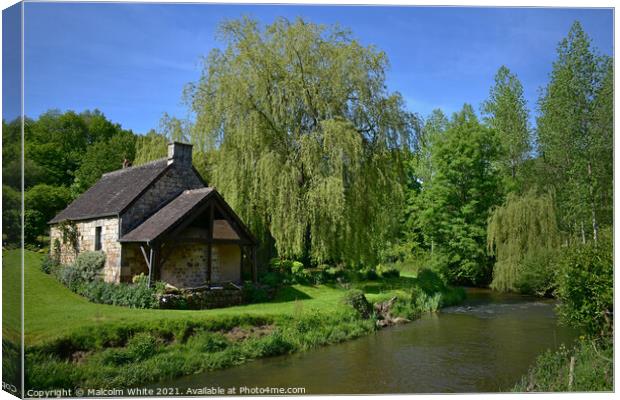 Summer Cottage on the River Varenne Domfront Orne  Canvas Print by Malcolm White