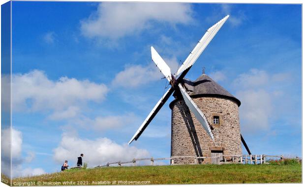 Windmill Moulin de Moidrey Near Mont Saint Michel Canvas Print by Malcolm White
