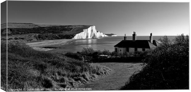 Seven Sisters White Cliffs from Cuckmere Haven Sus Canvas Print by John Gilham