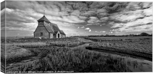 St Thomas Becket Chapel Fairfield Romney Marsh Ken Canvas Print by John Gilham