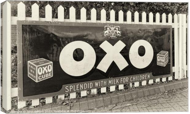 Enamel Advertising Sign for Oxo Cube - Splendid with Milk for Children Canvas Print by John Gilham