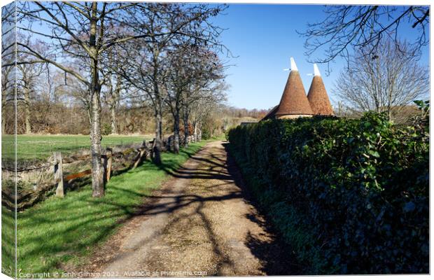 Oast Houses on Hop Farm in The Garden of England Kent UK Canvas Print by John Gilham