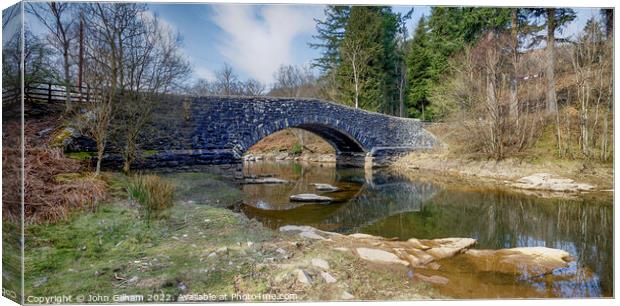 Single Arch Stone Bridge in Elan Valley Wales Canvas Print by John Gilham