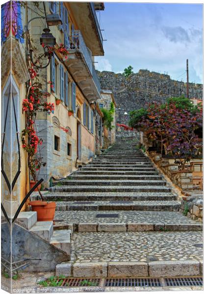Steps - Corfu Town Greece Canvas Print by John Gilham