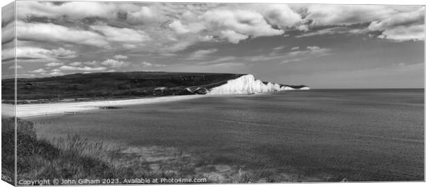 Seven Sisters White Cliffs at Cuckmere Haven East  Canvas Print by John Gilham