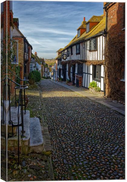 Outdoor narrow cobbled street in Rye Sussex UK Canvas Print by John Gilham