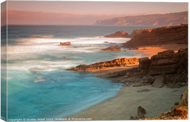 Majestic Sunrise over Jurassic Seascape Canvas Print by Dudley Wood