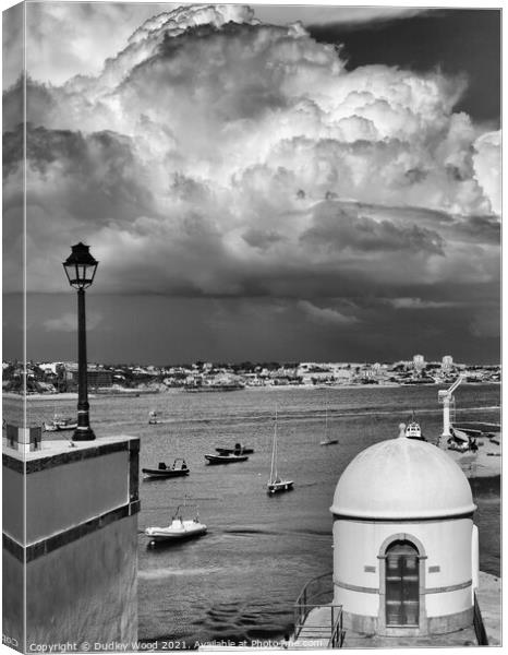 Tempest Brews Over Cascais Bay Canvas Print by Dudley Wood