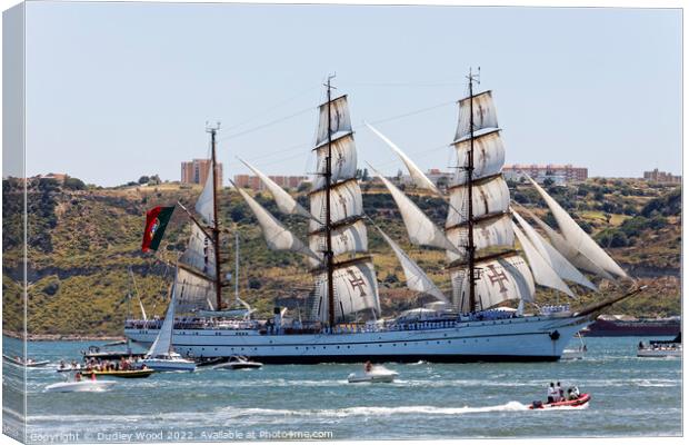 Majestic Sagres Sailing with Wind Power on the Tag Canvas Print by Dudley Wood