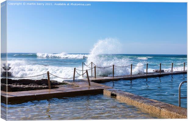 Sydney ocean beach pool and surfer Canvas Print by martin berry