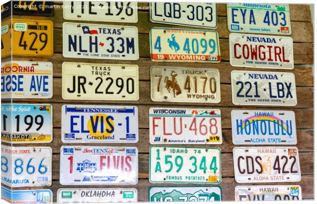 American car number plates Canvas Print by martin berry