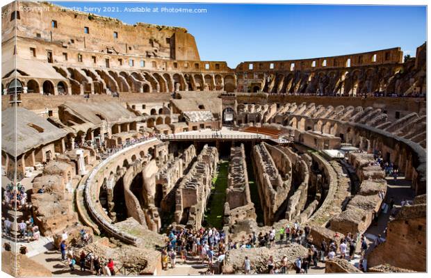 Rome Colosseum Interior Canvas Print by martin berry