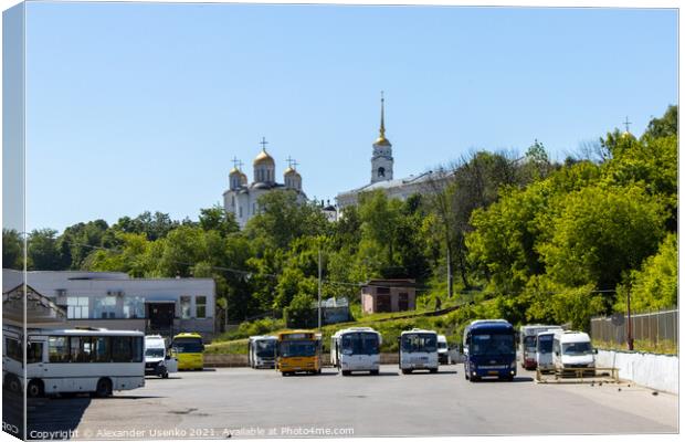 Bus station and view of the Assumption Cathedral Canvas Print by Alexander Usenko