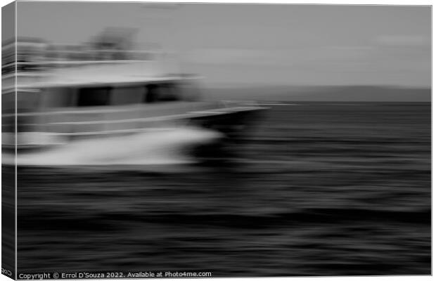 Speeding Yacht - Black and White Canvas Print by Errol D'Souza