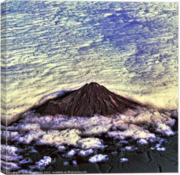 Mt Taranaki Peak Surrounded by Sunlit Clouds Canvas Print by Errol D'Souza