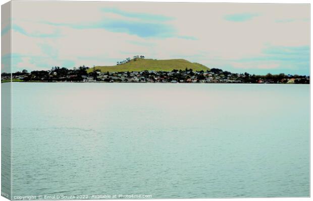 Mangere Mountain across the Manukau Harbour Canvas Print by Errol D'Souza