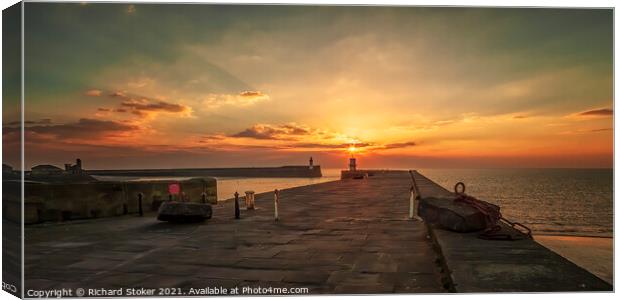 Sunset on Whitehaven Harbour Canvas Print by Richard Stoker
