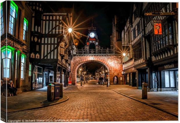A Quiet Night In Chester Canvas Print by Richard Stoker