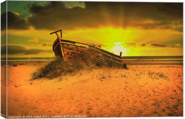 The Abandoned boat at Marske Canvas Print by Mick Evans