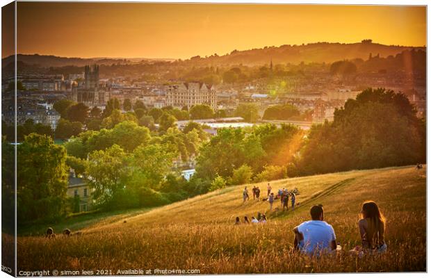 Sunset over the city of bath Canvas Print by simon lees