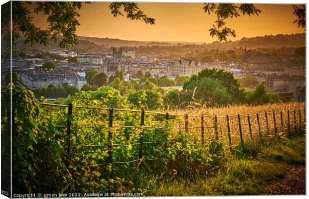 View over the city of bath Canvas Print by simon lees