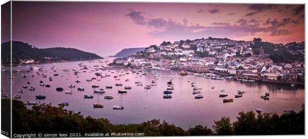 sunset view over Salcombe harbour Canvas Print by simon lees