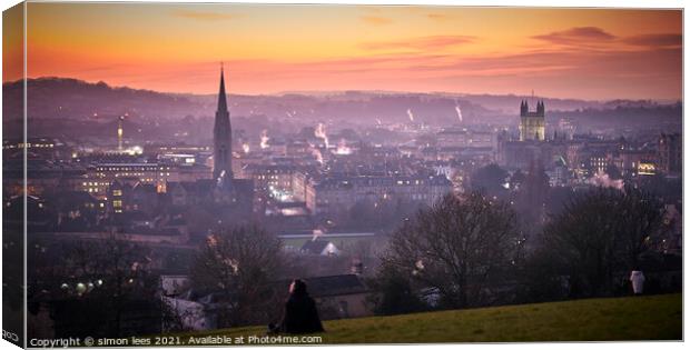 Sunset view over the city of Bath Canvas Print by simon lees