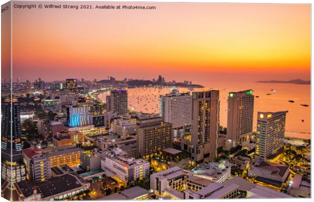 the cityscape of Pattaya Thailand Asia  in the evening	 Canvas Print by Wilfried Strang