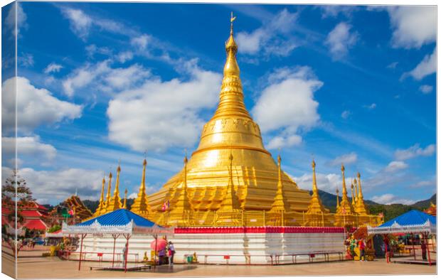 The Golden Pagoda in the Bordertown of Myanmar/Thailand Tachileik Burma Canvas Print by Wilfried Strang