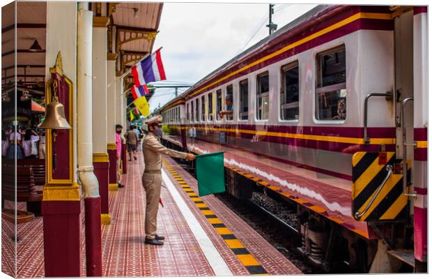 the area of a train platform in Ayutthaya Thailand Southeast Asia Canvas Print by Wilfried Strang