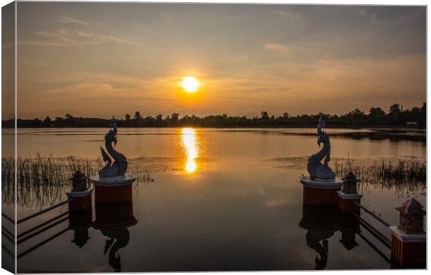 A beautiful lake in Ban Lalom District Sisaket Thailand somewhere in Isaan Canvas Print by Wilfried Strang