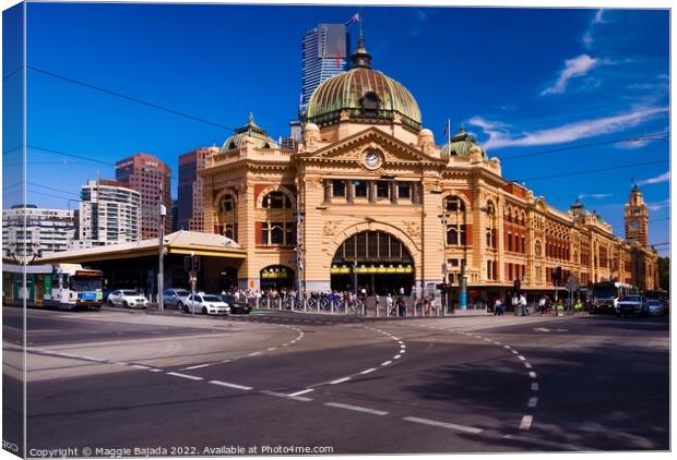 Flinders Street railway station, Melbourne Australia Canvas Print by Maggie Bajada