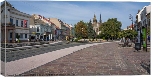 Street Photography of a Town in Kosice in Hungary. Canvas Print by Maggie Bajada