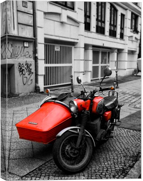 Red Bike and sidecar Canvas Print by Tim Shaw
