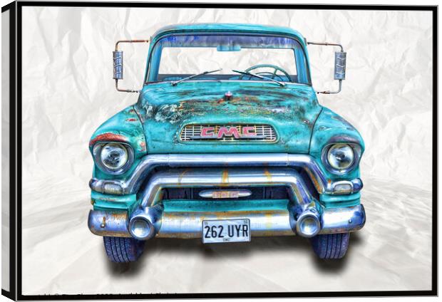 American pickup truck in Blue and rust Canvas Print by Tim Shaw