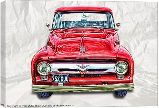 Old red American pickup truck Canvas Print by Tim Shaw