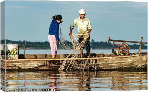 Fishing the Mekong River, Vietnam Canvas Print by Ian Miller
