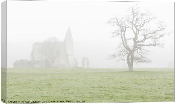 Nature and Old Stone on a Misty Morning Canvas Print by Alan Jackson