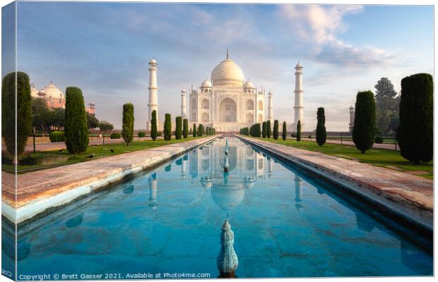 Taj Mahal Reflections Canvas Print by Brett Gasser