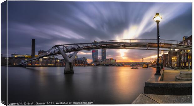 Millennium Bridge Sunset Canvas Print by Brett Gasser