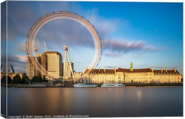 London Eye Sunset Canvas Print by Brett Gasser