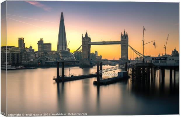 Tower Bridge and Shard Sunset Canvas Print by Brett Gasser
